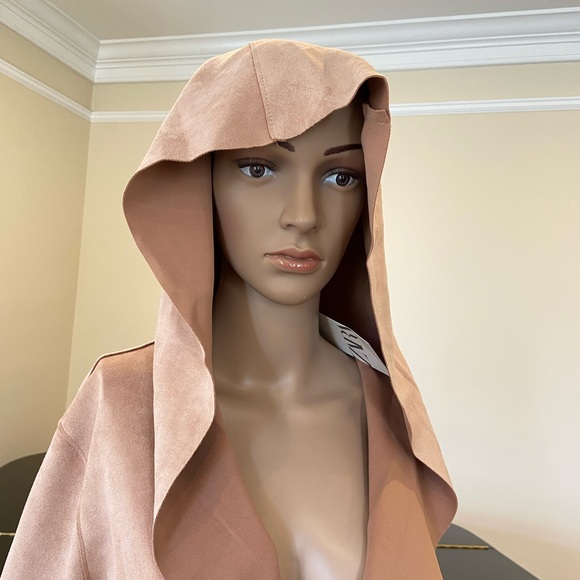 NWT faux suede Zara pink hooded coat - Picture 16 of 16